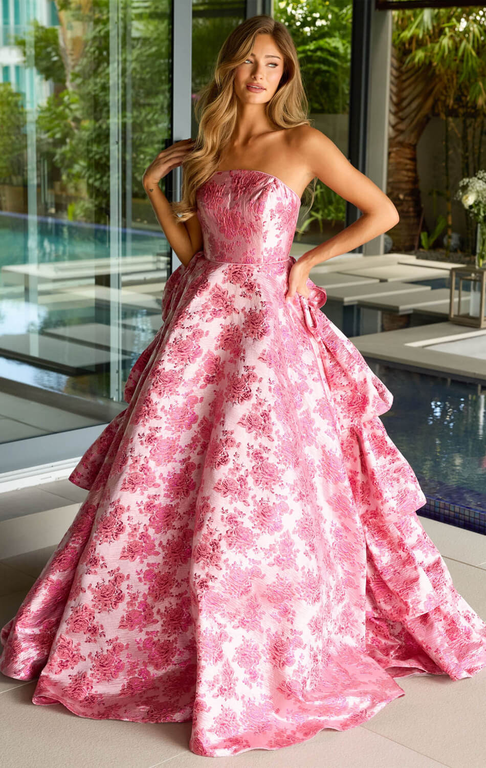26412 - Ava Presley - Floral Jacquard Ball Gown - Image 7