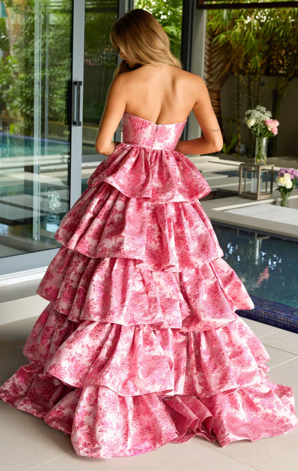 26412 - Ava Presley - Floral Jacquard Ball Gown - Image 8