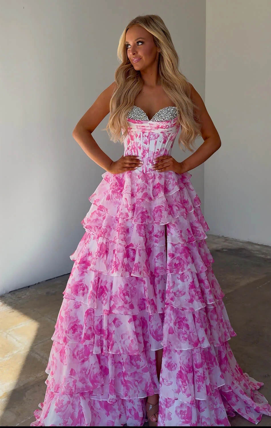 26441 - Ava Presley - Floral Ruffle Ball Gown - Image 6