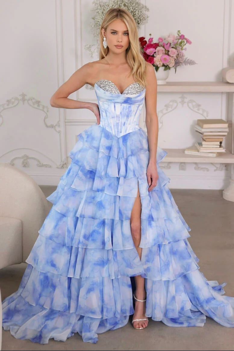 26442 - Ava Presley - Watercolor Layered Ball Gown - Image 3