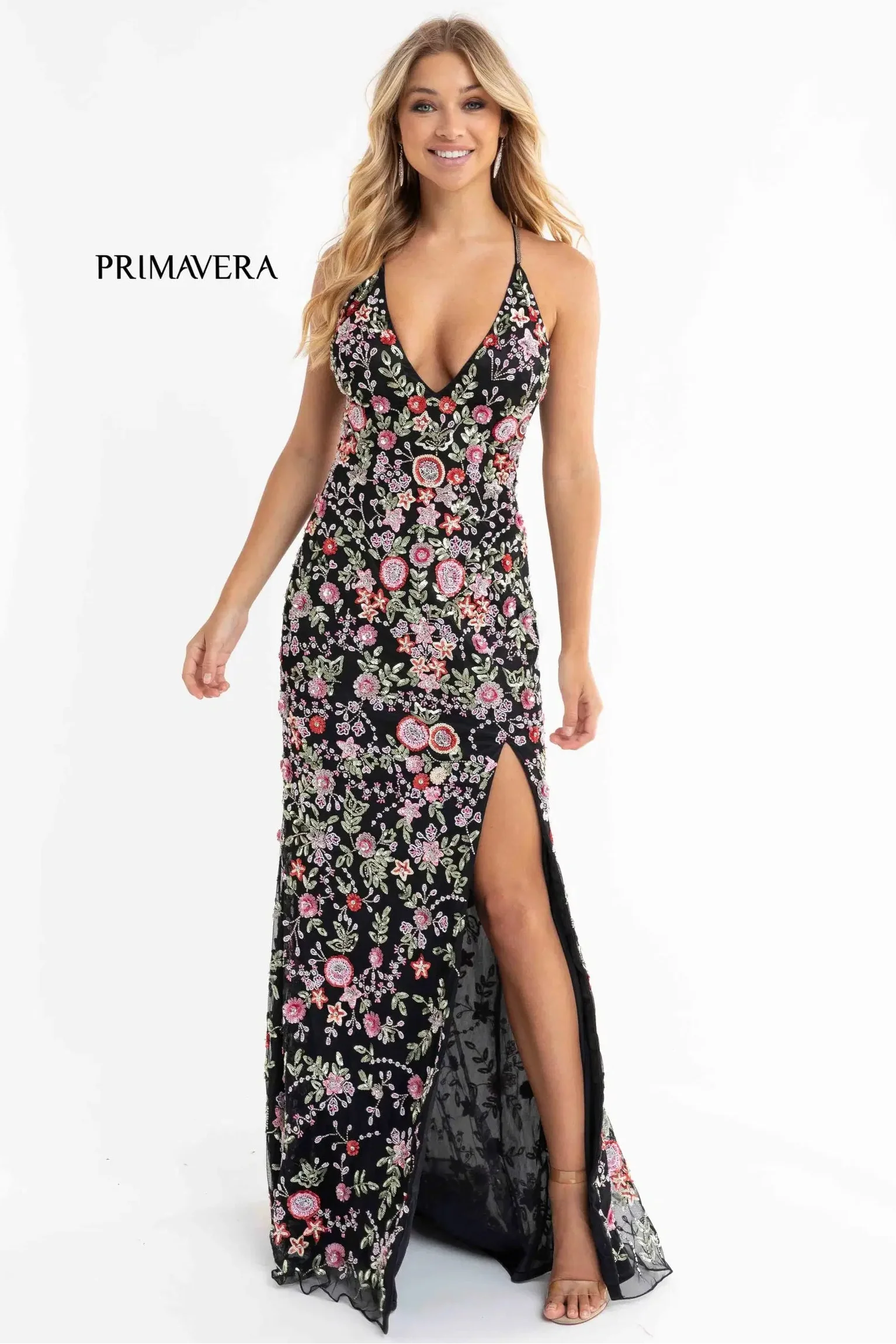 3073 - Primavera - Fitted Gown with Plunging V-Neck - Image 10
