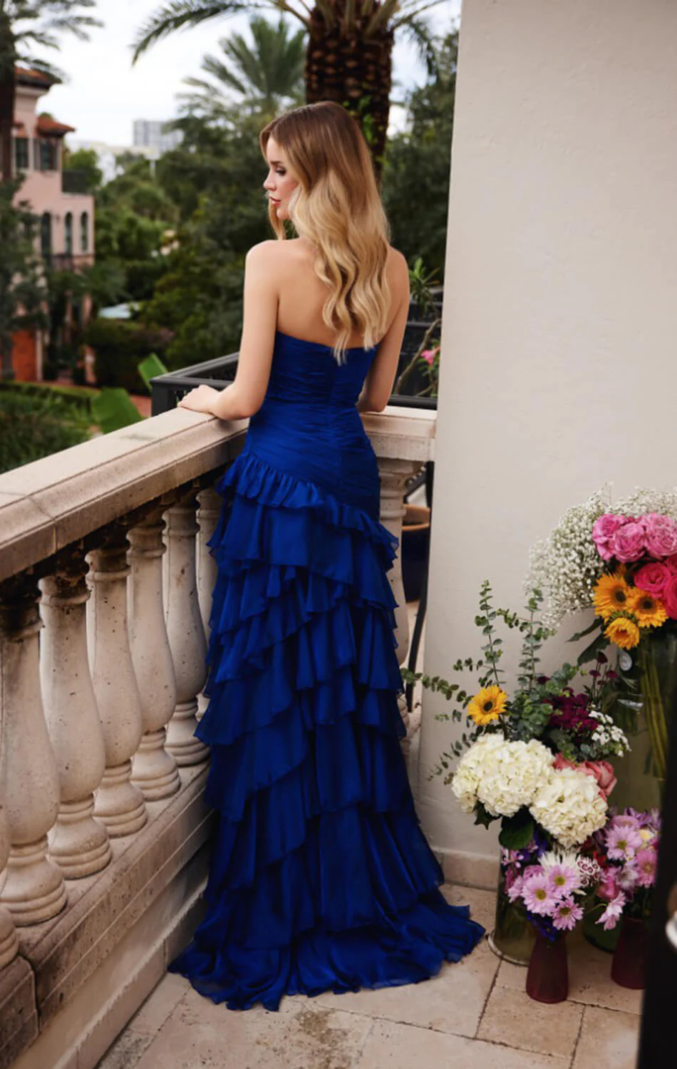 40118 - Ava Presley - Tiered Ruffle Strapless Chiffon Dress - Image 2