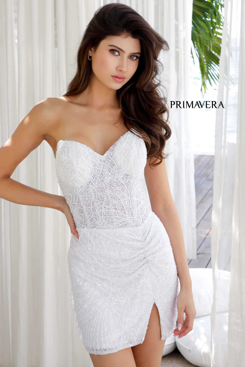 4201 - Primavera - Strapless Sweetheart Sequin & Beaded Mini Dress