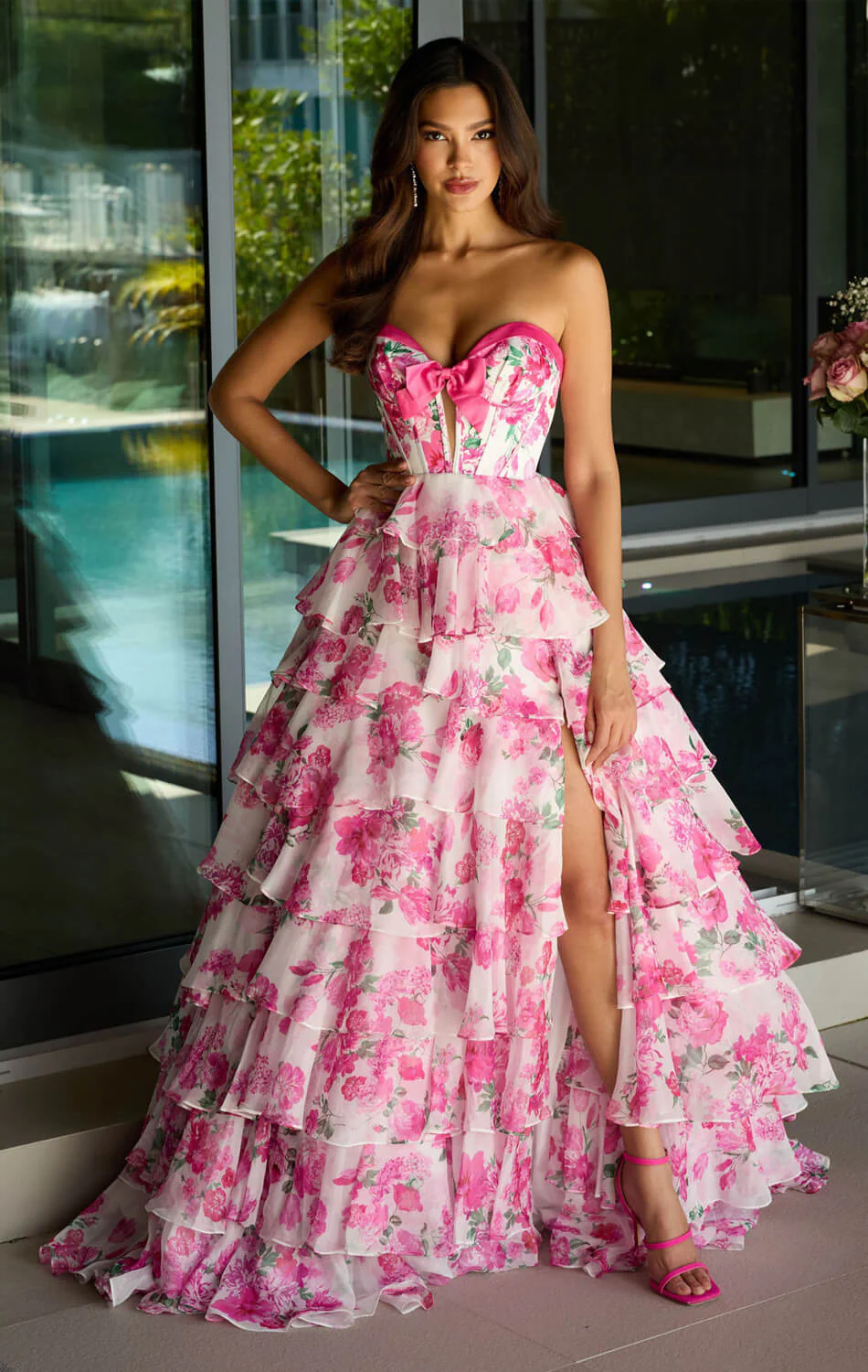 42207 - Ava Presley - Strapless Floral Ball Gown - Image 6