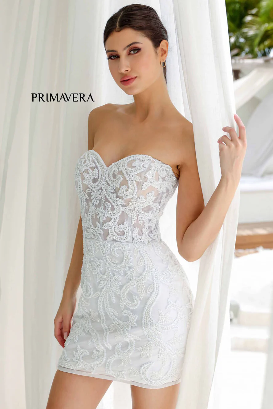 4227 - Primavera - Corset Beaded Mini Dress - Image 4