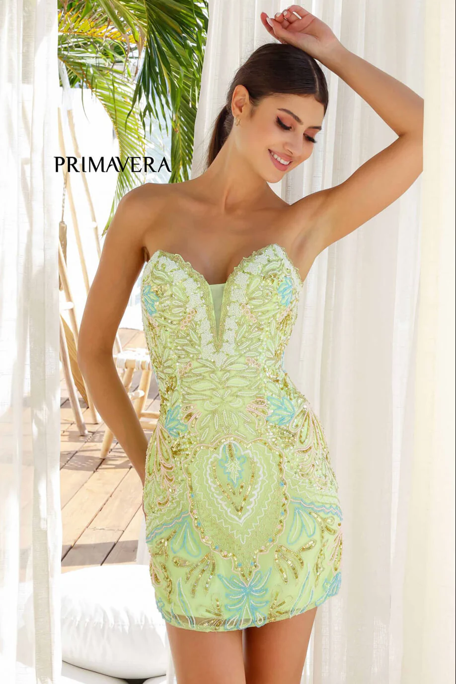 4243 - Primavera - Vintage Style Strapless Beaded Dress - Image 6
