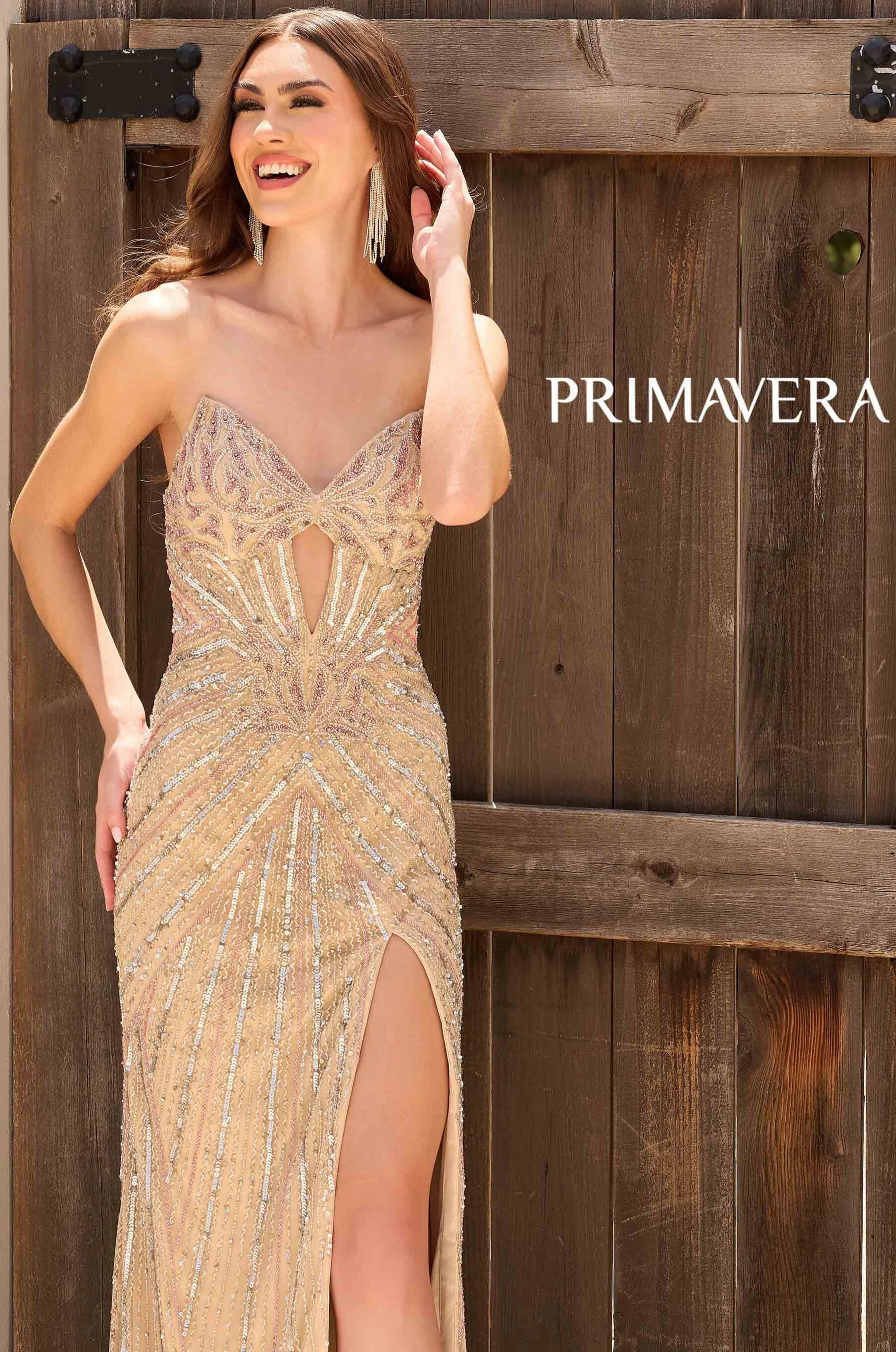 4309 - Primavera - Keyhole Strapless Beaded Long Dress - Image 29