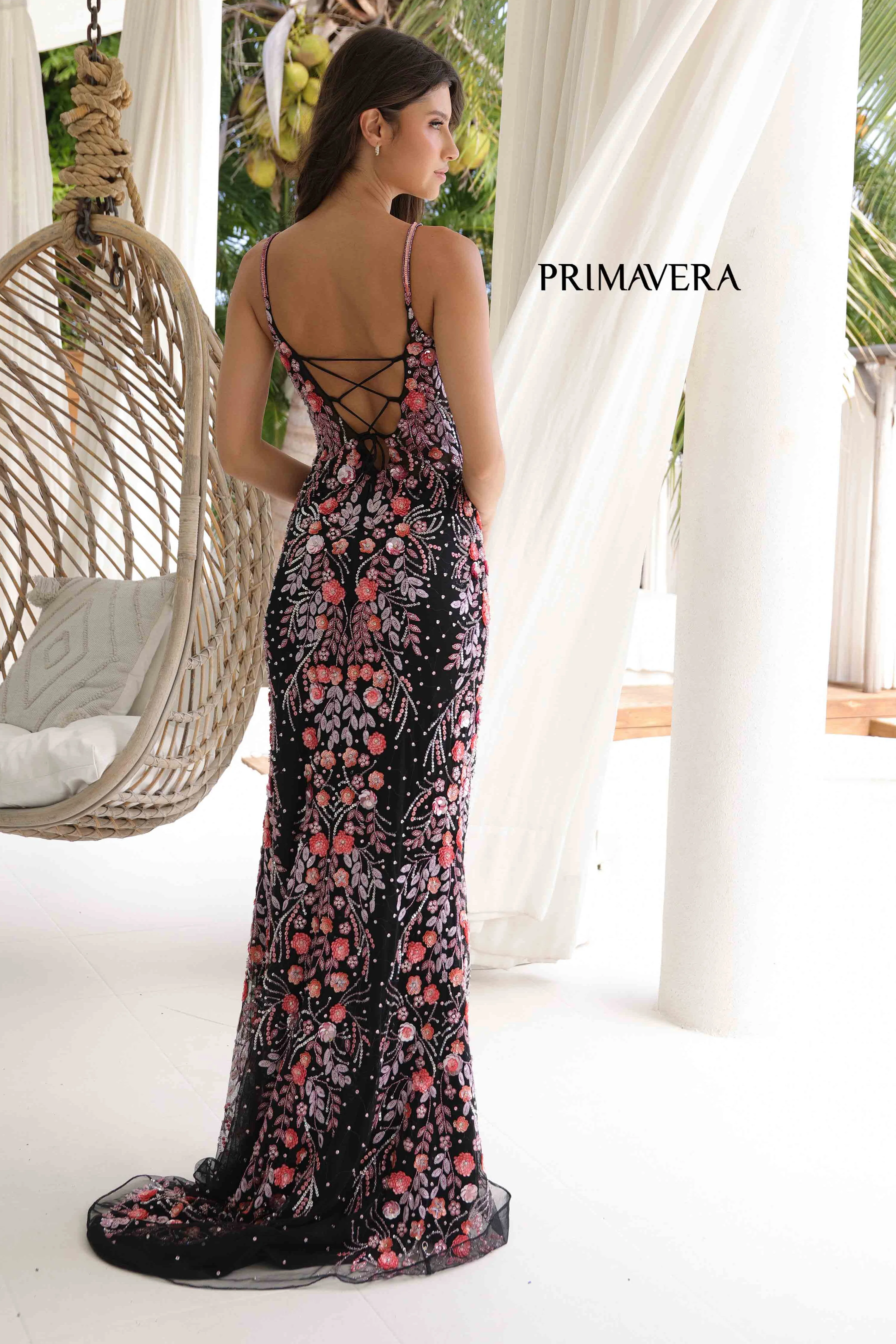 4313 - Primavera - Floral Beaded Long Dress - Image 3