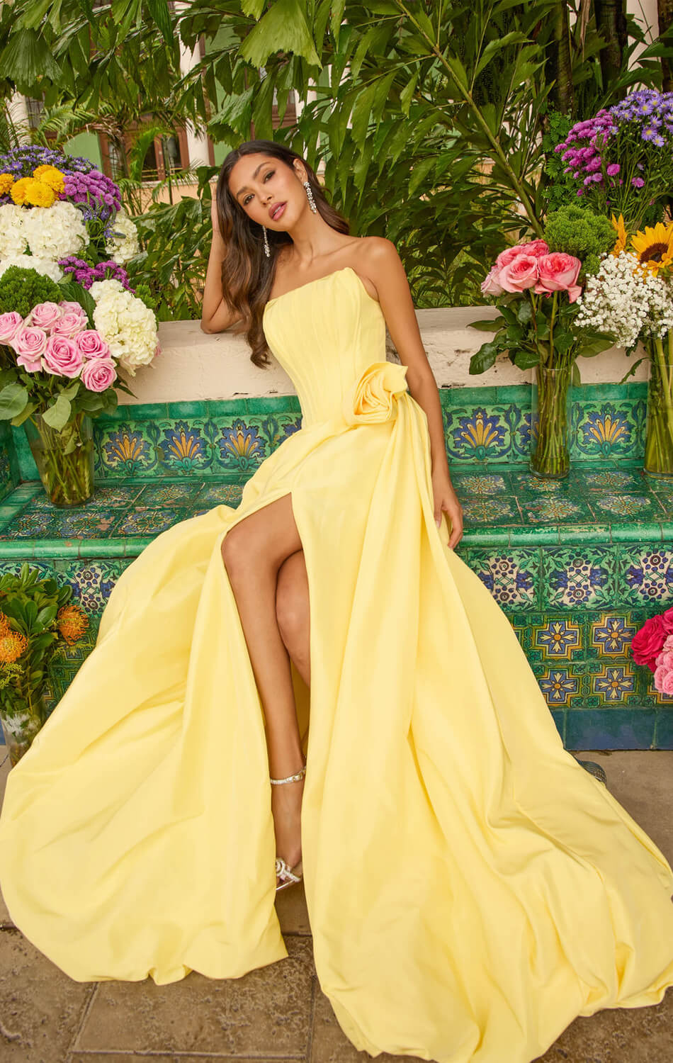 47204 - Ava Presley - Taffeta Ball Gown With Rosette Detail - Image 10