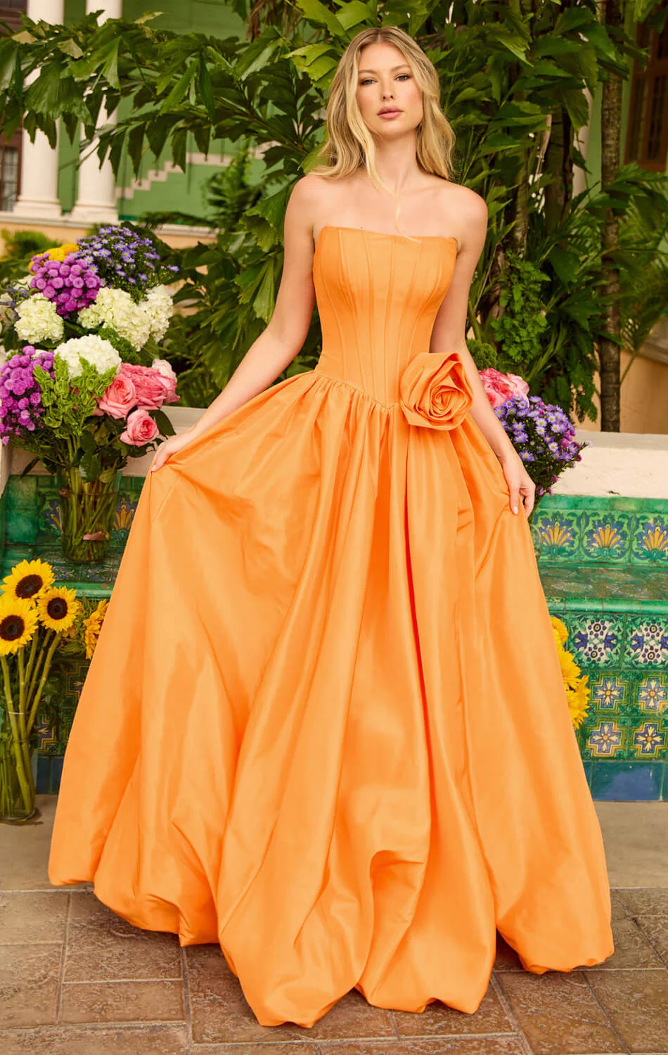 47204 - Ava Presley - Taffeta Ball Gown With Rosette Detail - Image 3