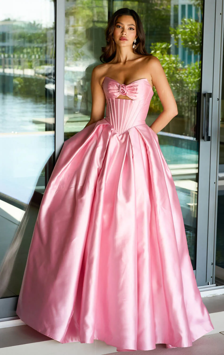 47223 - Ava Presley - Satin Ball Gown With Corset Bodice - Image 2