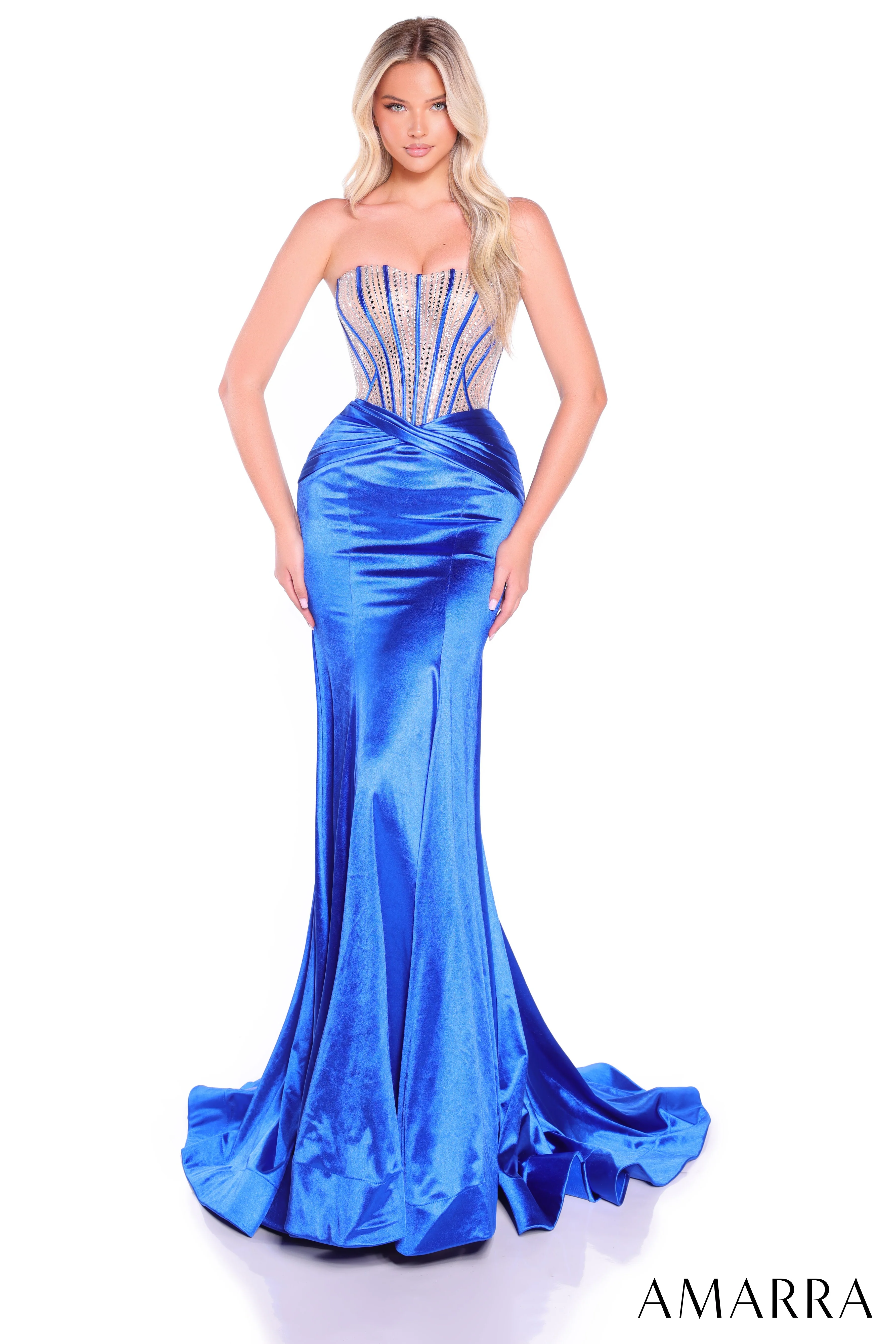 89070 - Amarra - Crystal Embellished Satin Gown - Image 3