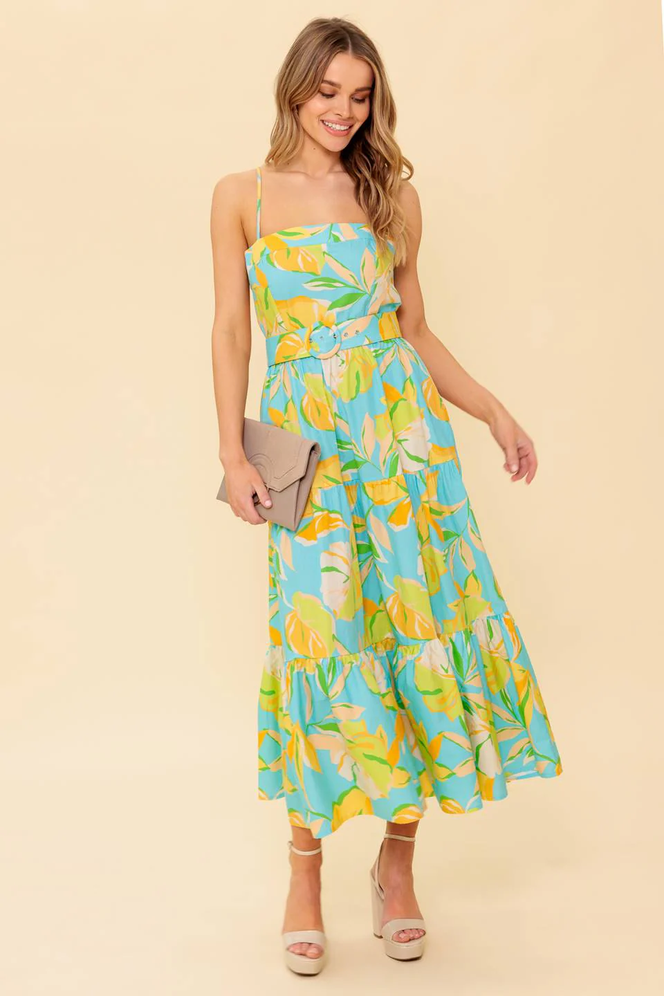 A PERFECT DAY MIDI DRESS - BLUE & YELLOW - Image 5