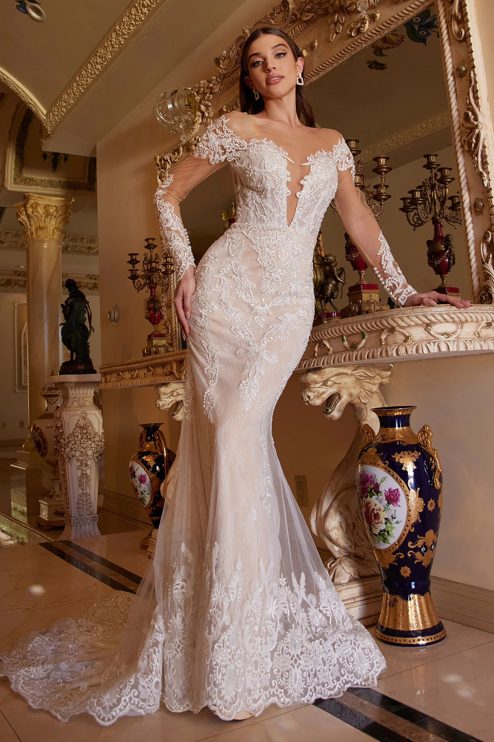 A1022 - BOHEMIAN LACE MERMAID GOWN - Andrea & Leo - Image 2