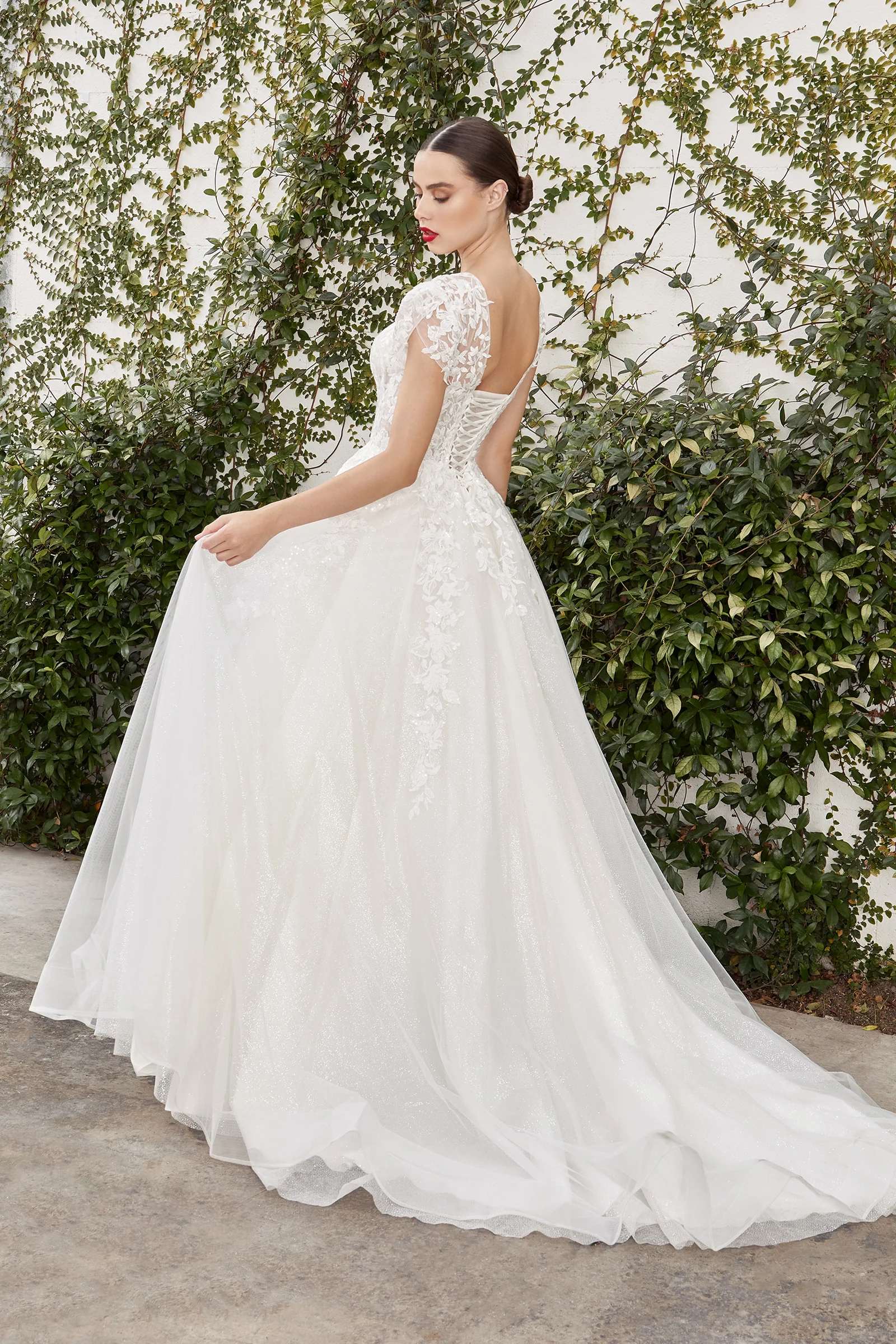 A1082W - CATHERINE CAP SLEEVE LACE BALL GOWN - Andrea & Leo - Image 3