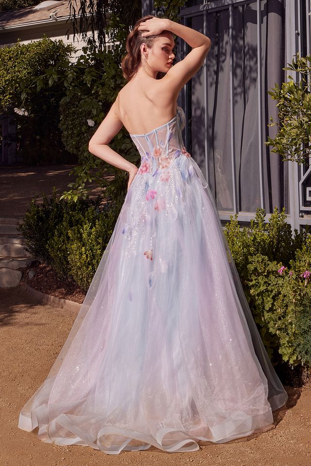 A1383 - Watercolor Floral A-line Gown - Andrea & Leo - Image 3