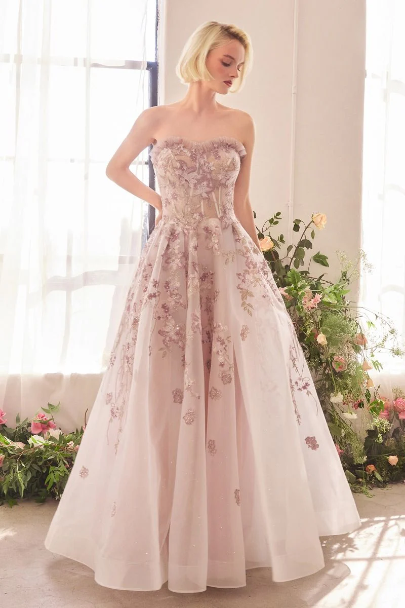 A1455 - ROMANCE EMBROIDERY A-LINE CORSET GOWN - Andrea & Leo - Image 2