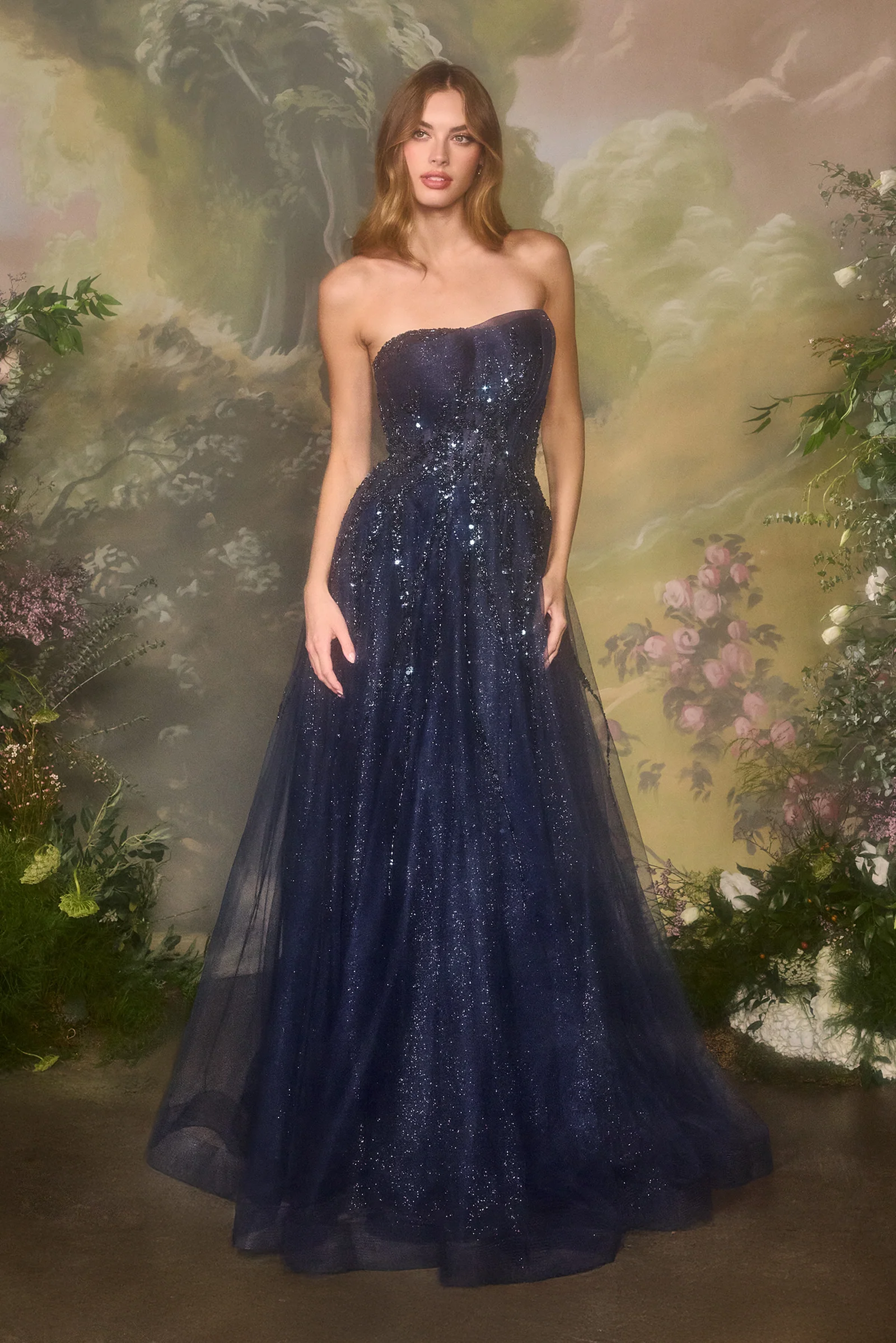 A1491 - Strapless A-Line Tulle Gown - Andrea & Leo - Image 6