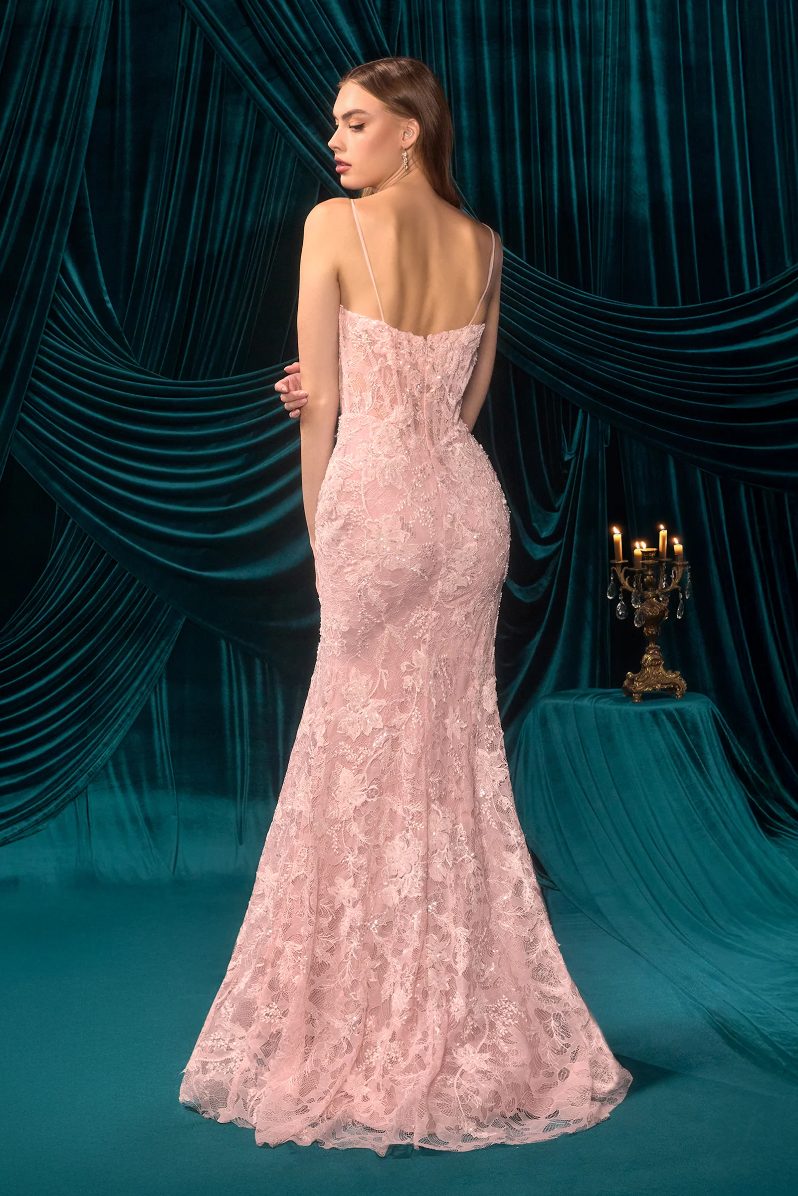 A1499 - Fitted Floral Lace Gown - Andrea & Leo - Image 11