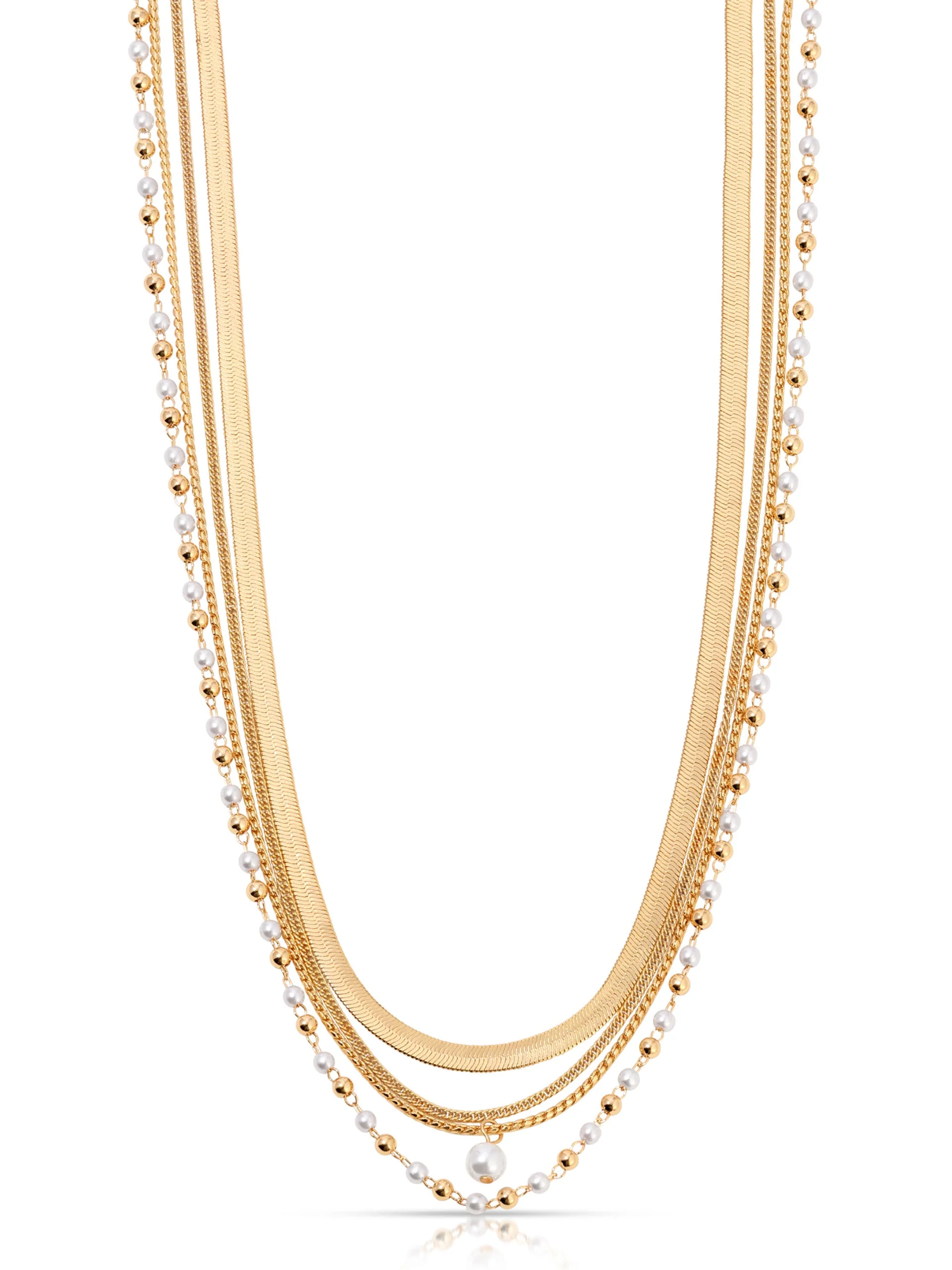 All the Chains Pearl Layered Necklace - Image 2