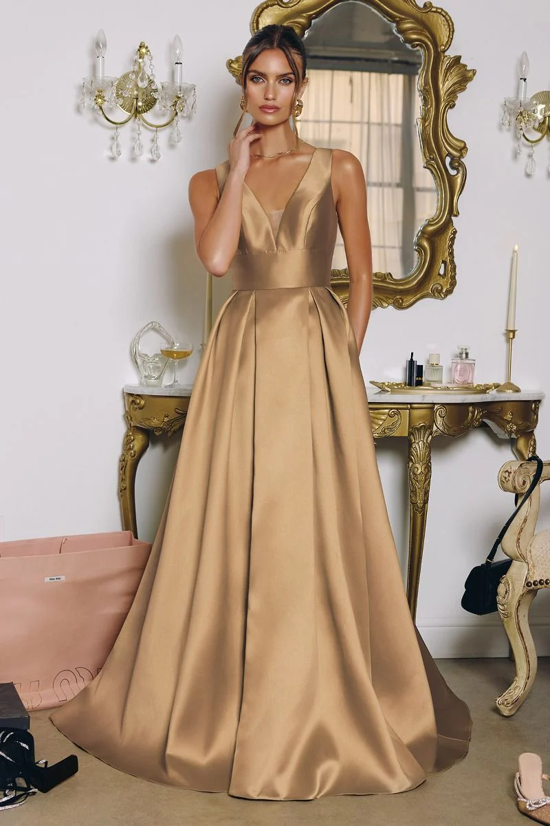 ANDERSYN GOWN - SATIN A-LINE DRESS WITH POCKETS - Image 10