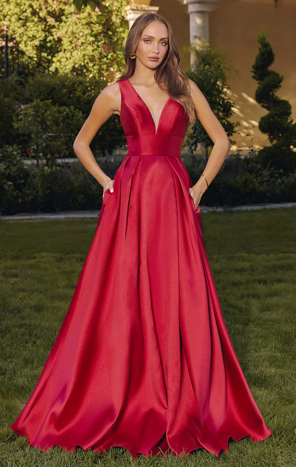 ANDERSYN GOWN - SATIN A-LINE DRESS WITH POCKETS - Image 7