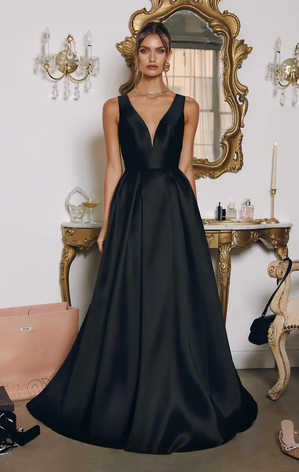 ANDERSYN GOWN - SATIN A-LINE DRESS WITH POCKETS - Image 9