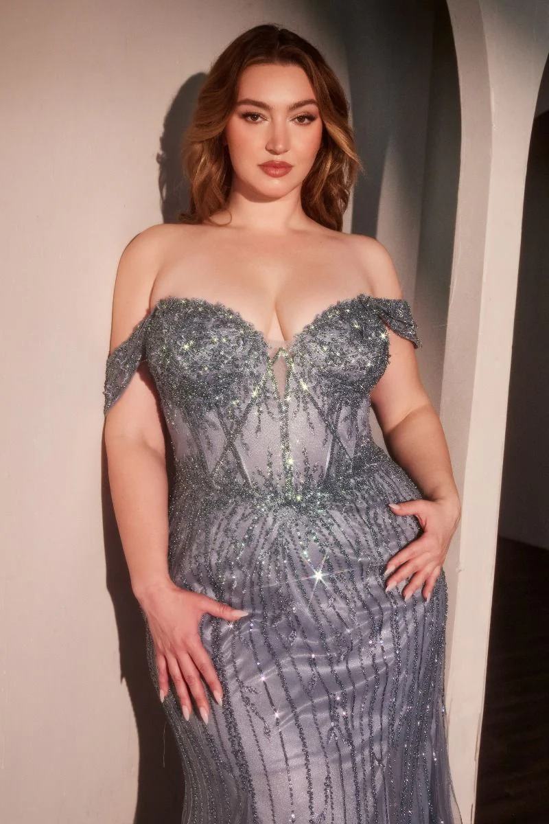 Annette Gown - OFF THE SHOULDER FLORAL BEADED GOWN - Image 8