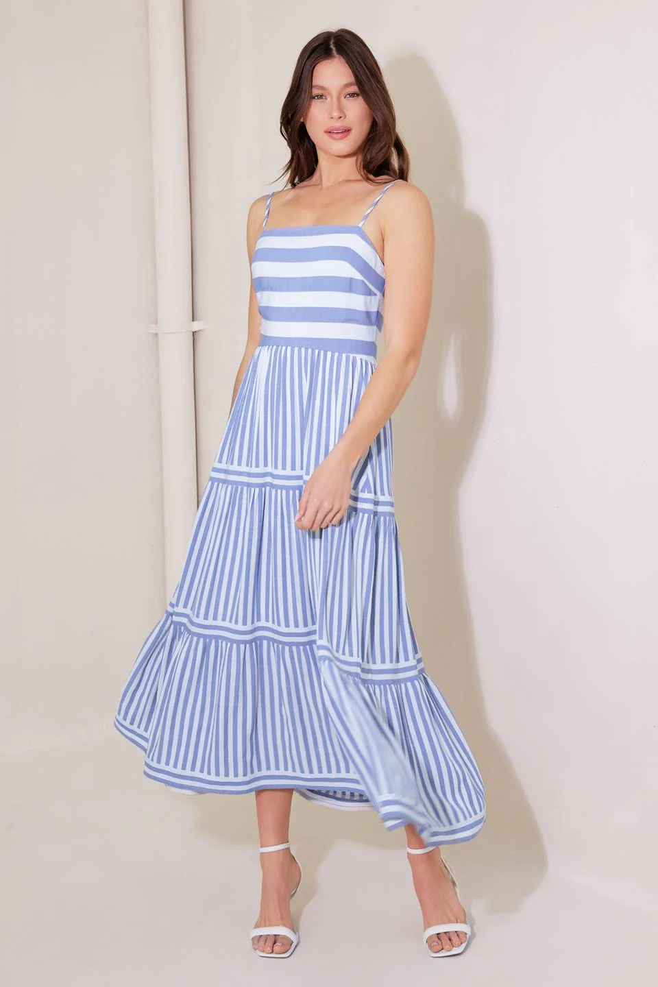 ANYTHING IS POSSIBLE MIDI DRESS - BLUE & WHITE - Image 3
