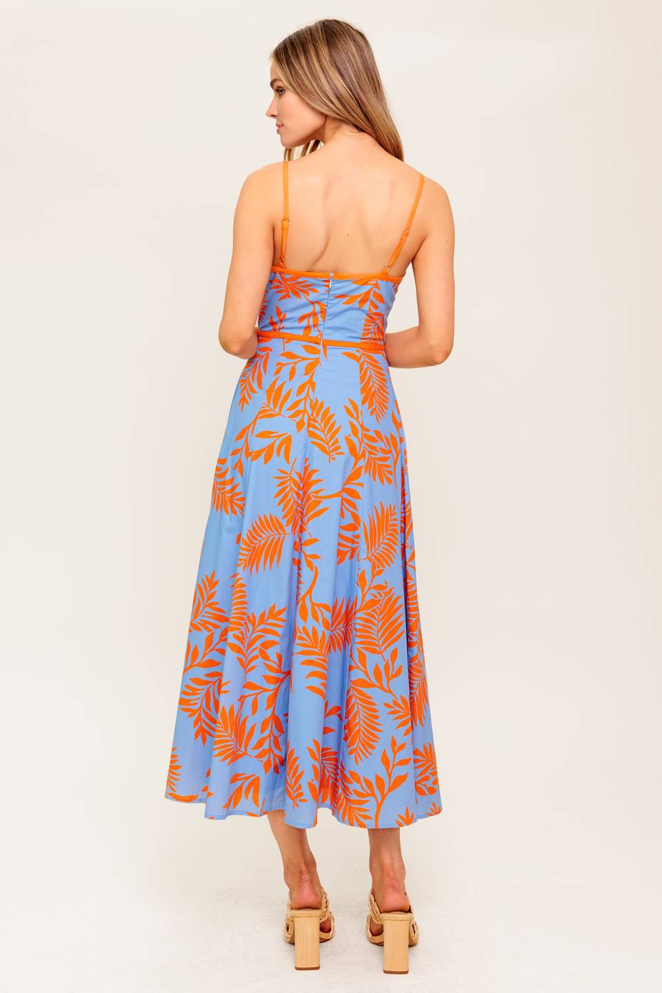 APRICOT SUNSET CUT-OUT MIDI DRESS - Image 2