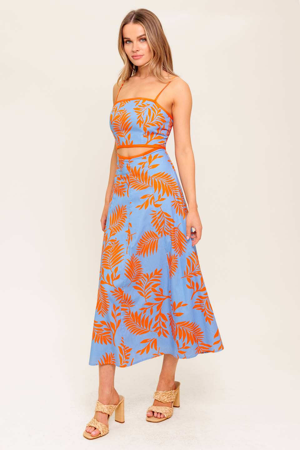 APRICOT SUNSET CUT-OUT MIDI DRESS - Image 7
