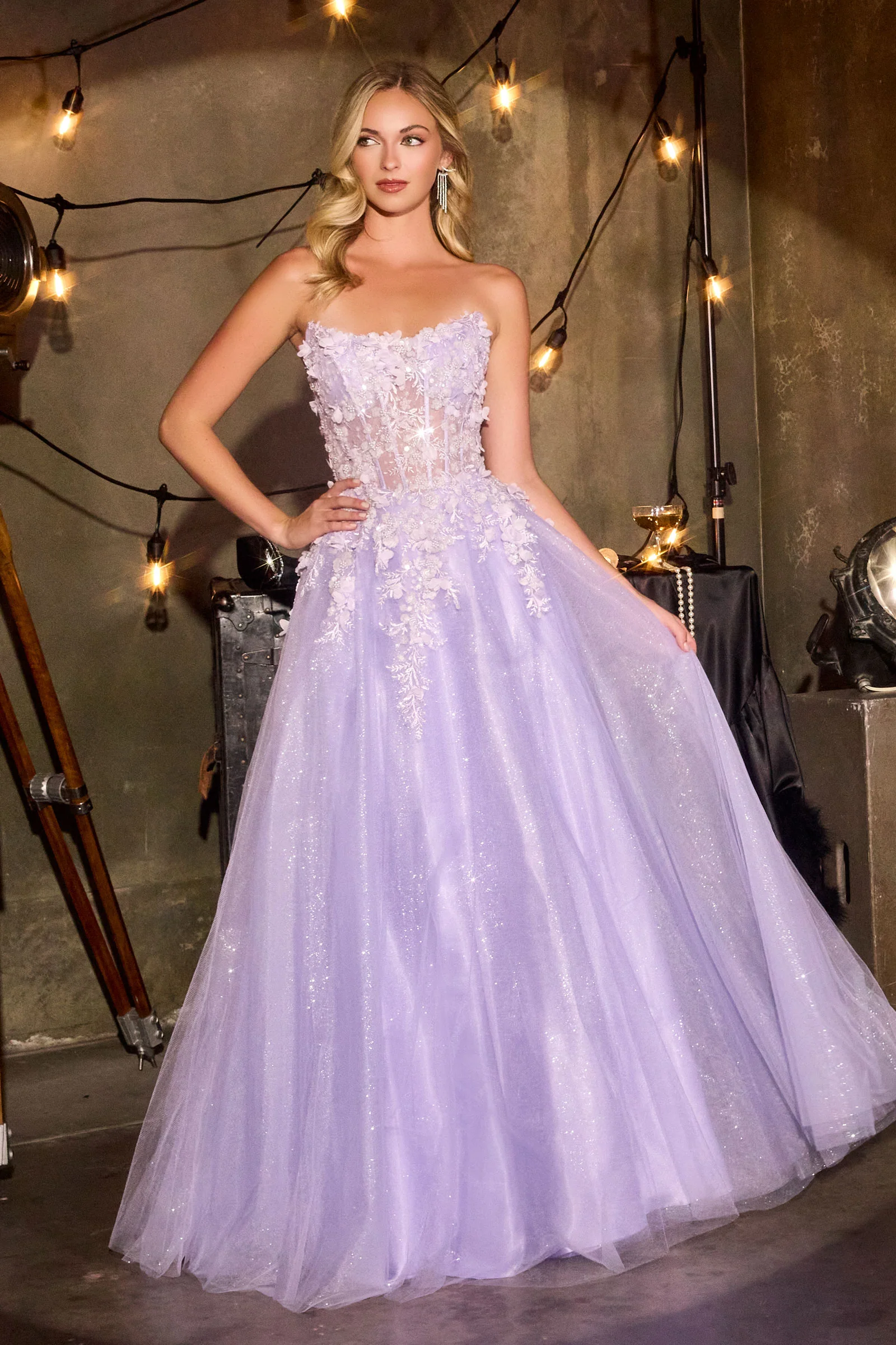 April Scoop Neck Ball Gown with Floral Appliqué - Image 3