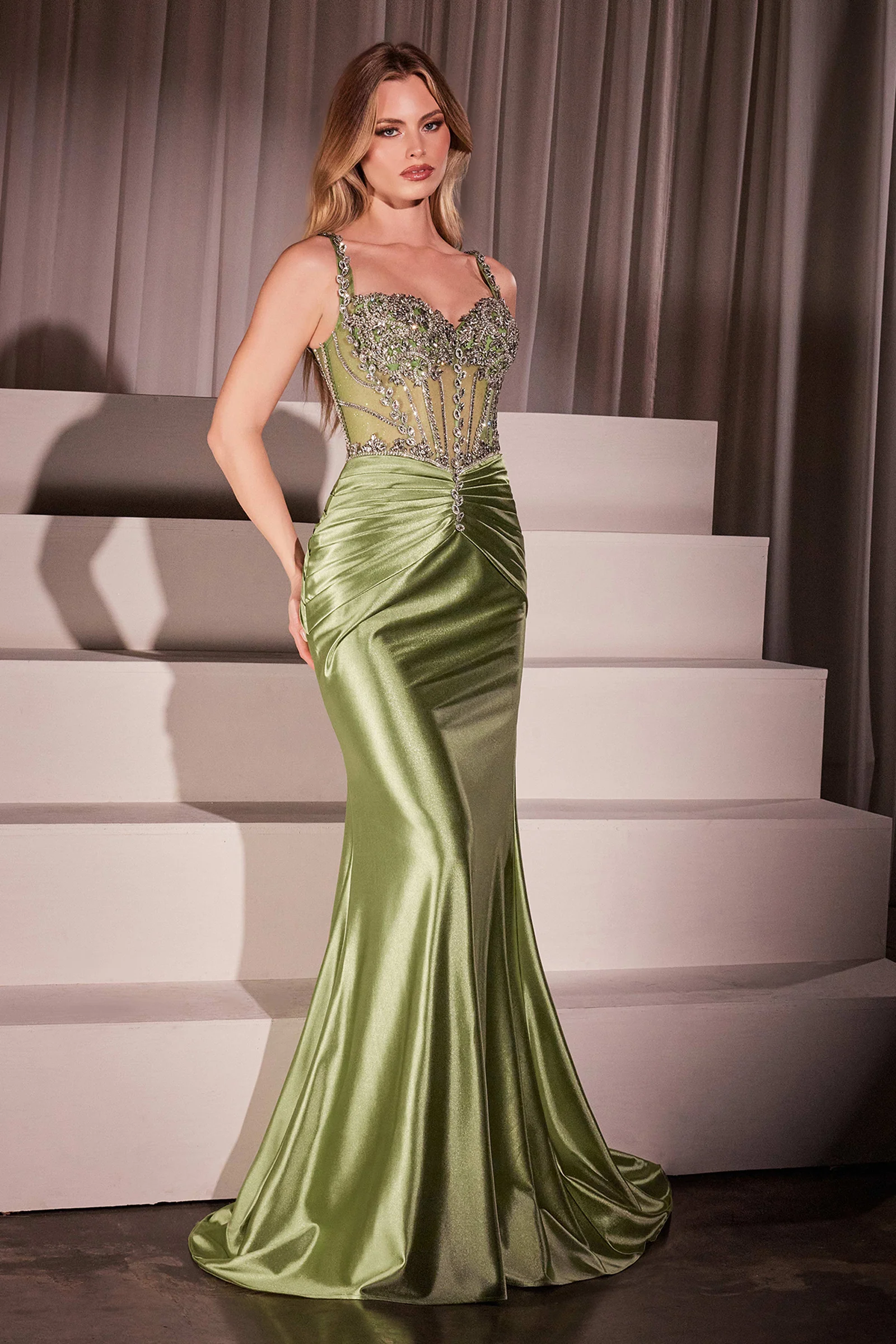 Artemis Gown - Crystal-Embellished Fitted Satin Dress - Image 5
