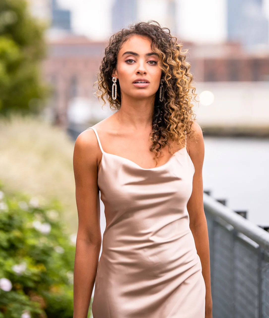 Aspen Midi Dress - Champagne Satin Slip Dress - Image 7