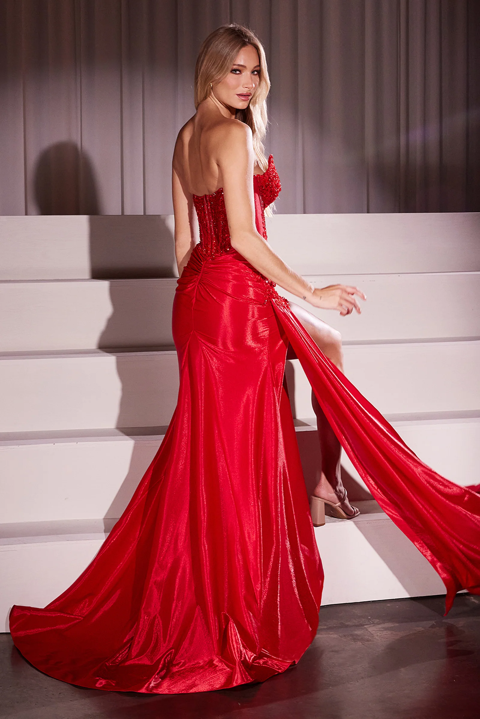 Atlas Gown - Strapless Taffeta Fitted Gown - Image 6