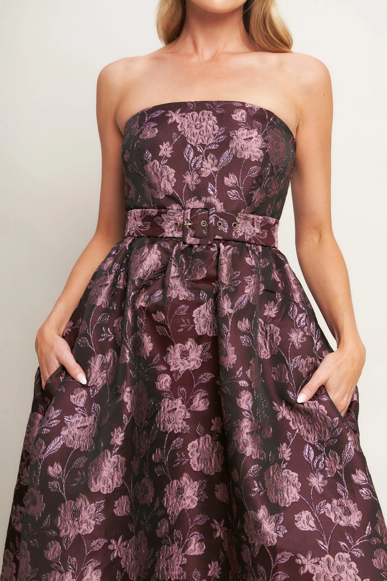 AUBERGINE CHIC JACQUARD MIDI DRESS - Image 3