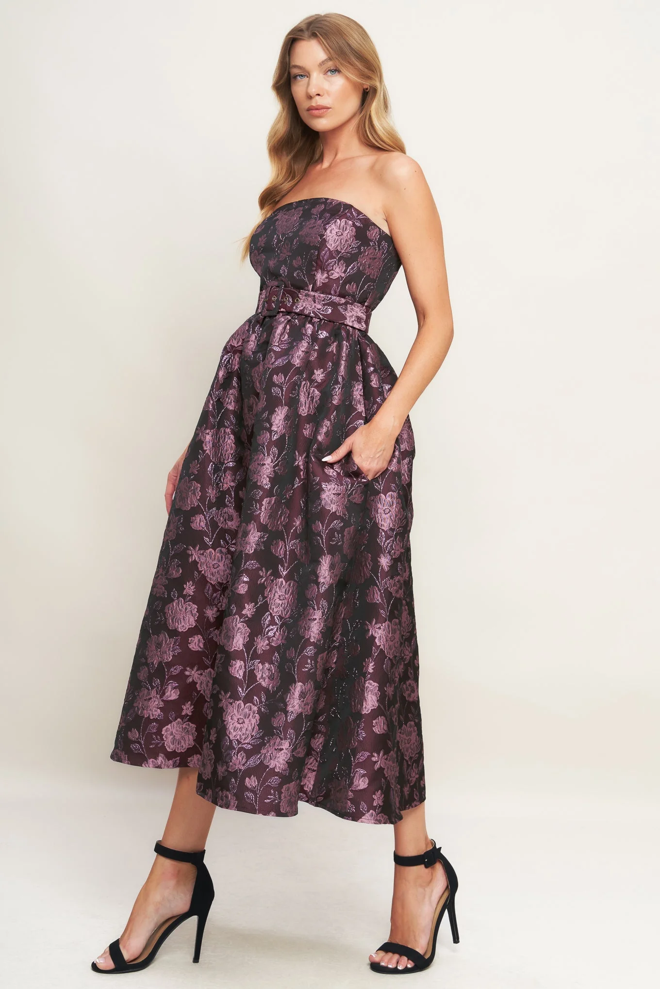 AUBERGINE CHIC JACQUARD MIDI DRESS - Image 5