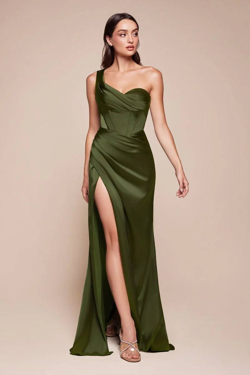 AUDRA GOWN - ONE SHOULDER LUXE SATIN CORSET DRESS - Image 2