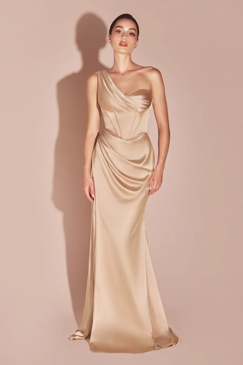 AUDRA GOWN - ONE SHOULDER LUXE SATIN CORSET DRESS - Image 5
