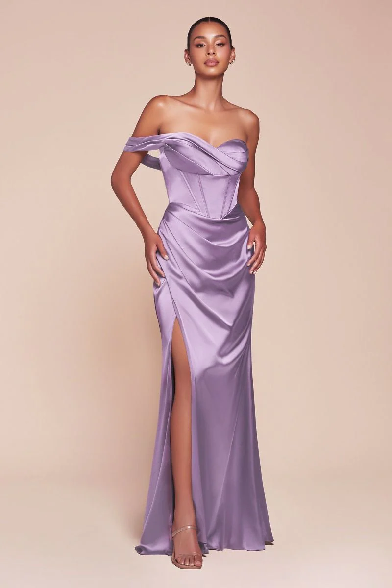 AUDRA GOWN - ONE SHOULDER LUXE SATIN CORSET DRESS - Image 9