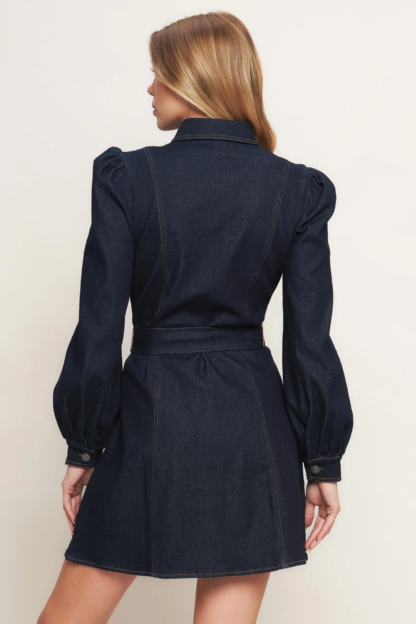 AUTUMN DAYS DARK INDIGO DENIM MINI DRESS - FINAL SALE - Image 2