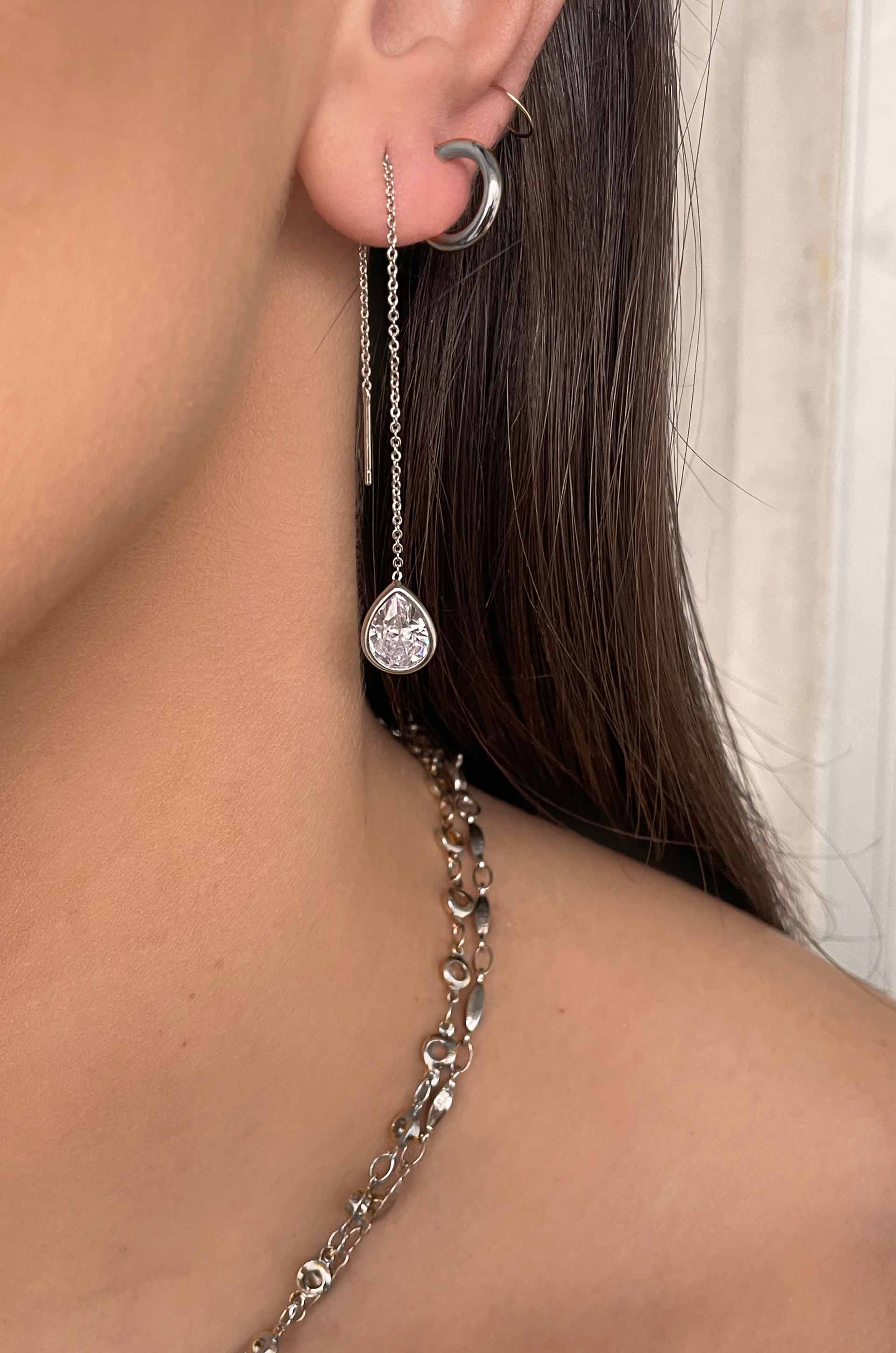 Barely There Chain and Crystal Dangle Earrings - Image 2