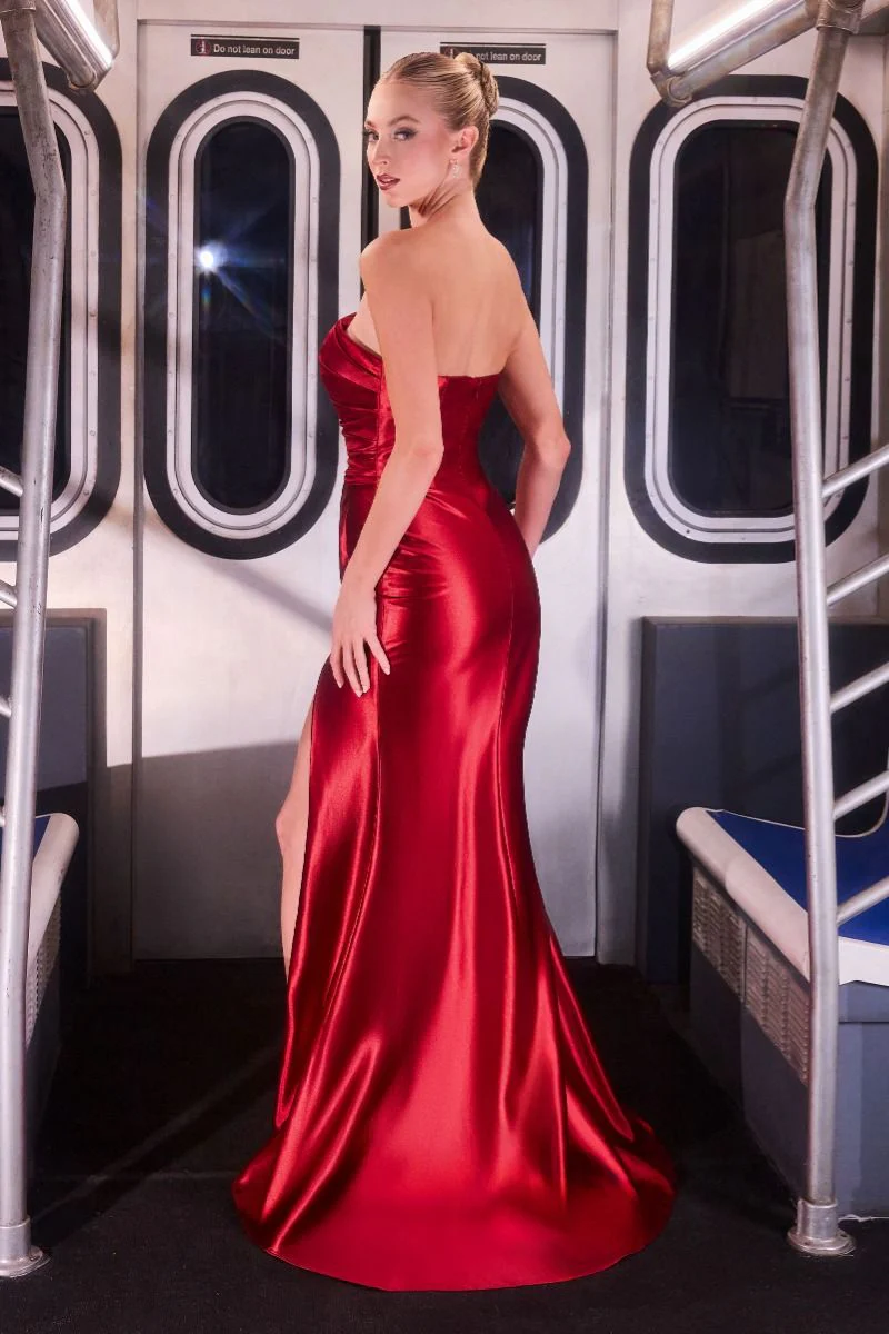 Baylor Gown - Asymmetric Strapless Liquid Satin Dress - Image 2