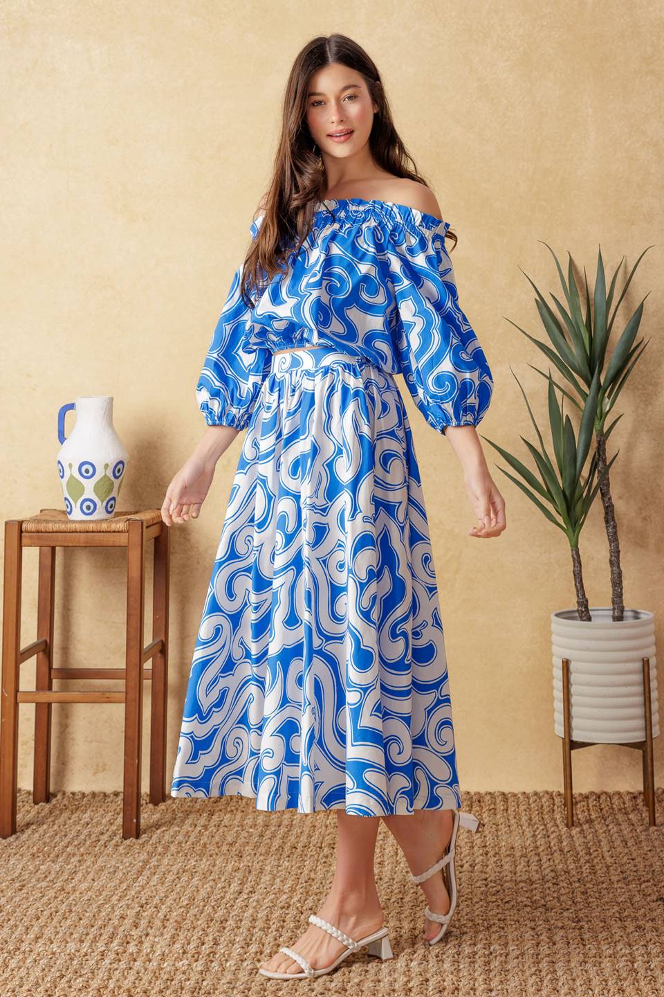 BEACH DAY TOP & SKIRT SET - BLUE & WHITE - Image 6