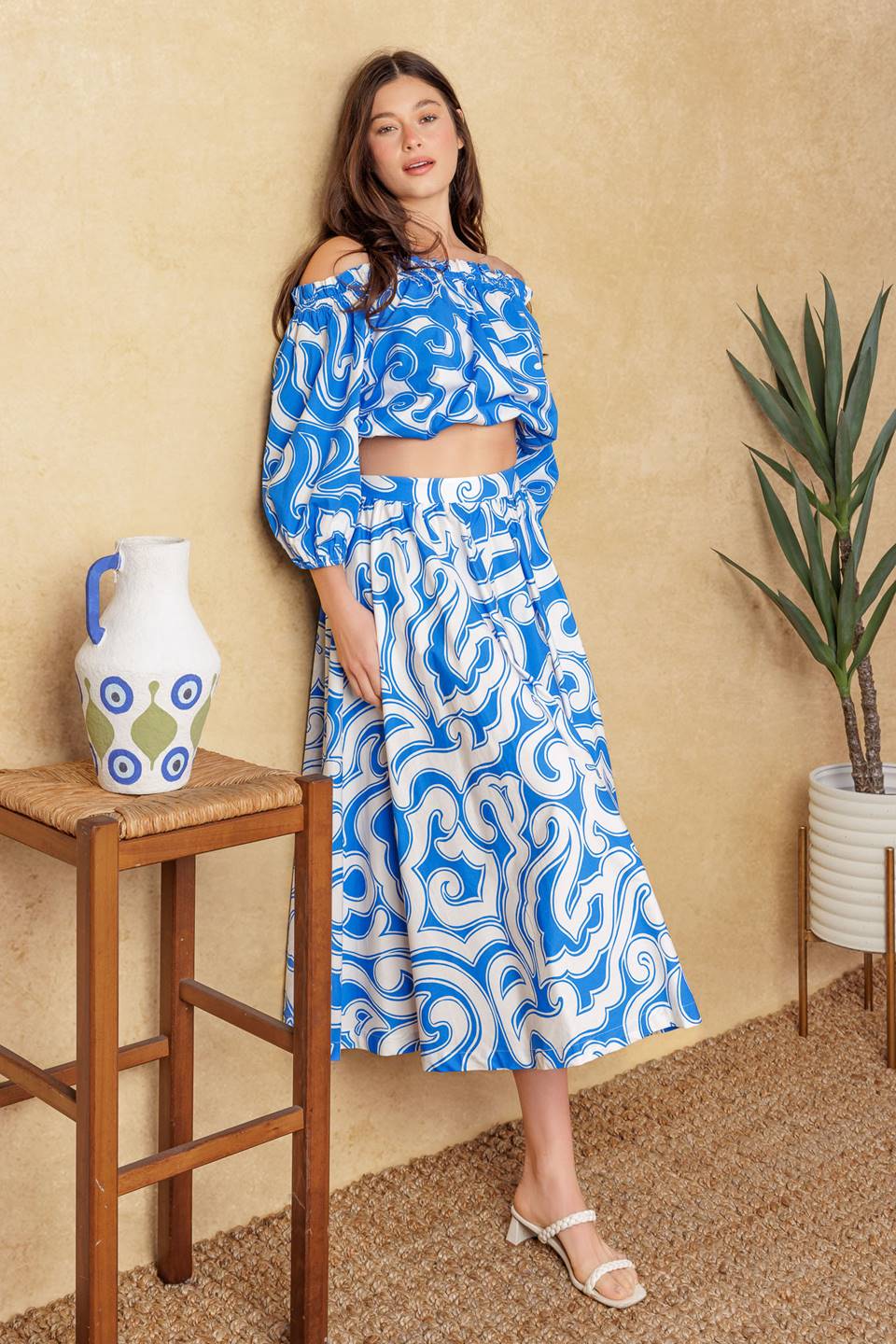 BEACH DAY TOP & SKIRT SET - BLUE & WHITE - Image 8