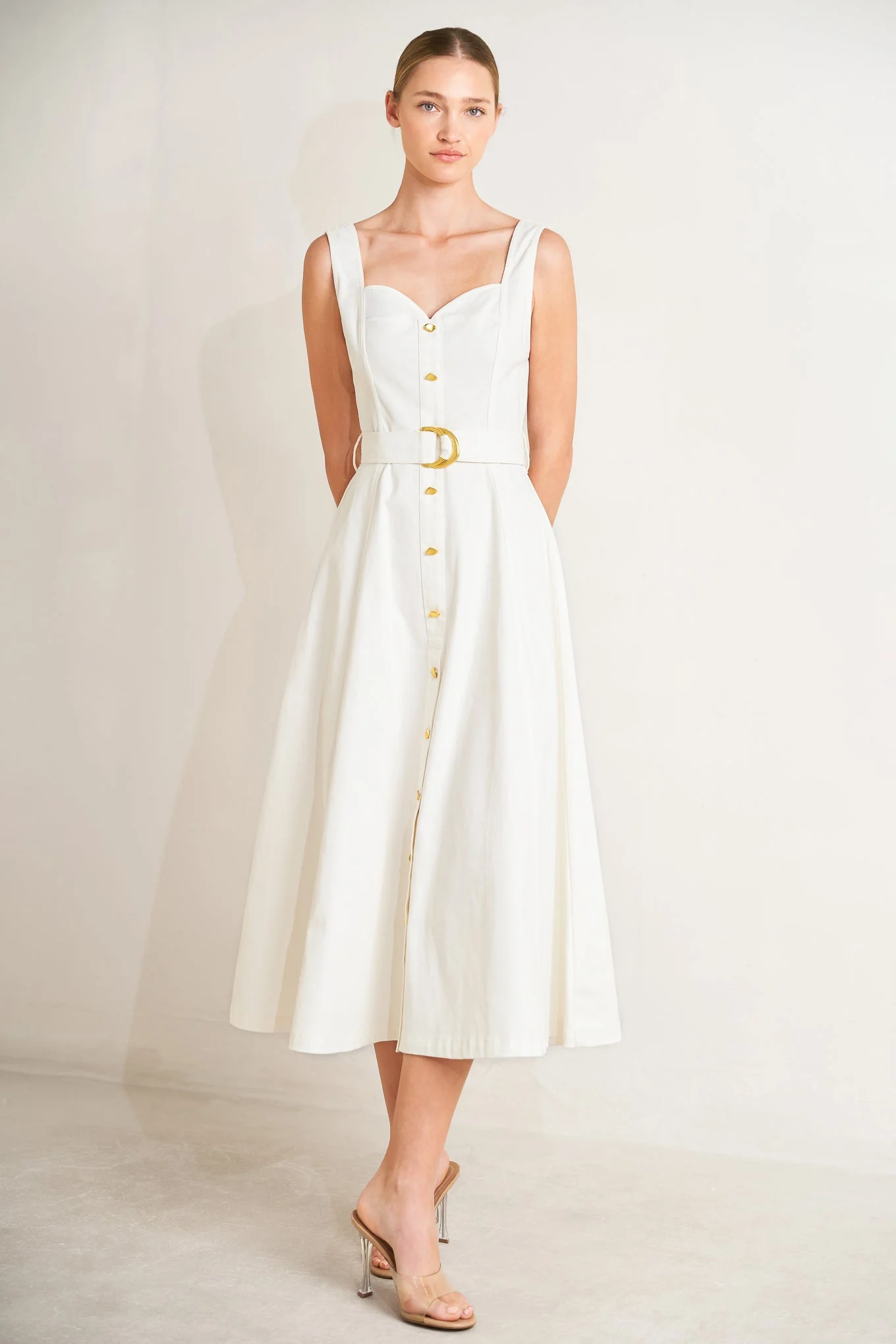 BELLA PORTOFINO WHITE MIDI DRESS - Image 5