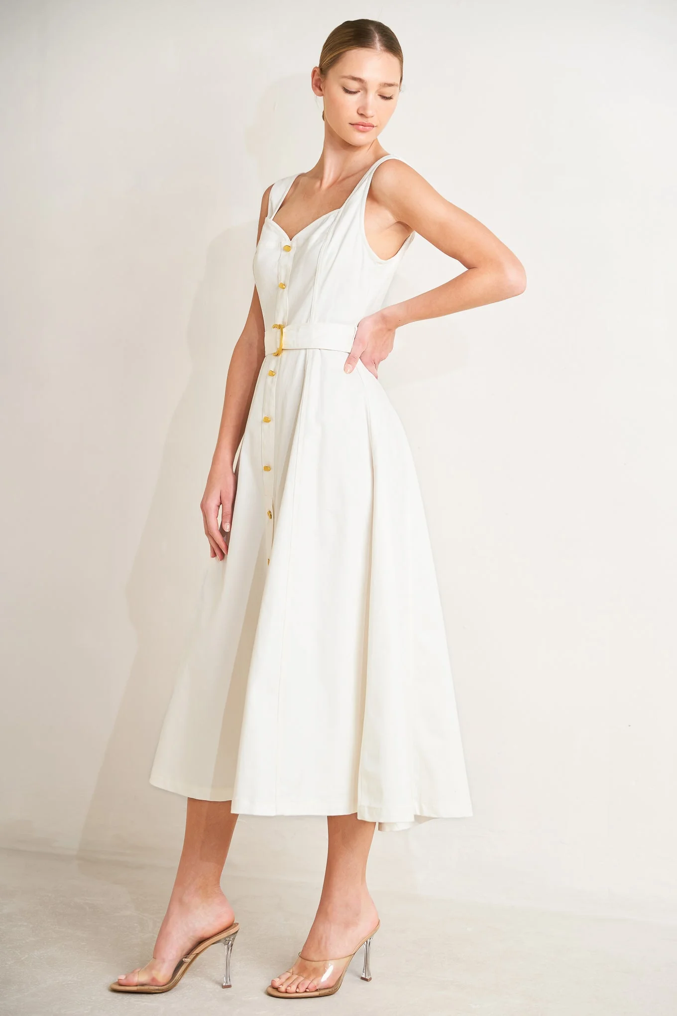 BELLA PORTOFINO WHITE MIDI DRESS - Image 6