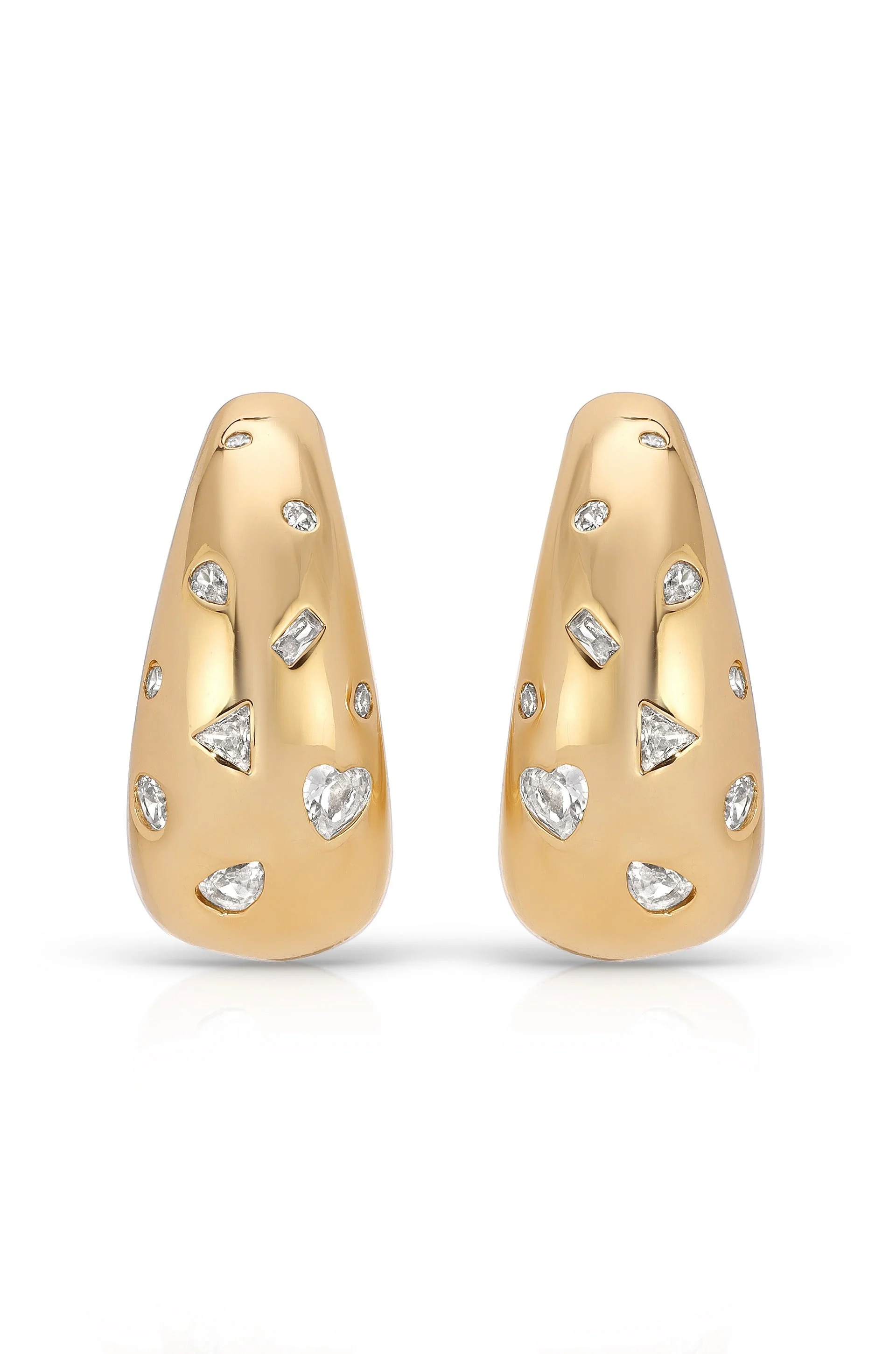 Bezel Crystal Dotted Hoop Earrings - Image 3