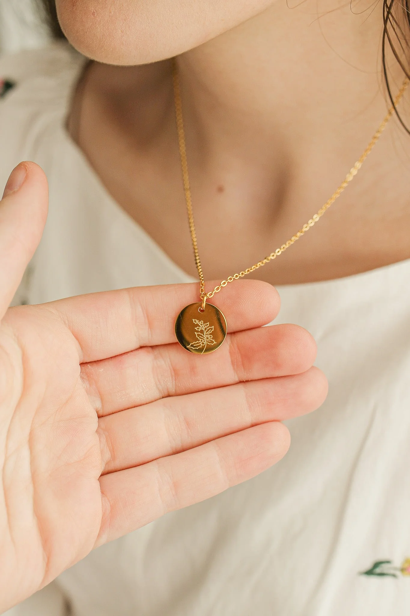Birth Flower Necklace in Gold - Image 11