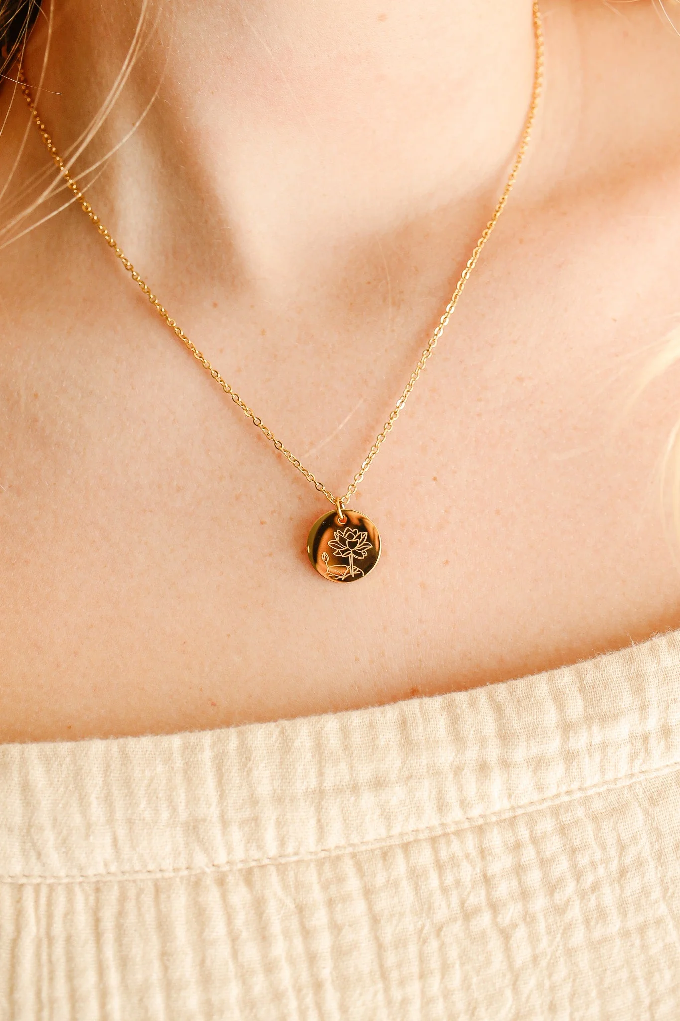 Birth Flower Necklace in Gold - Image 13